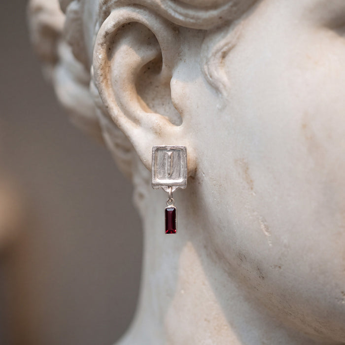Malen Earrings | Garnet + Silver