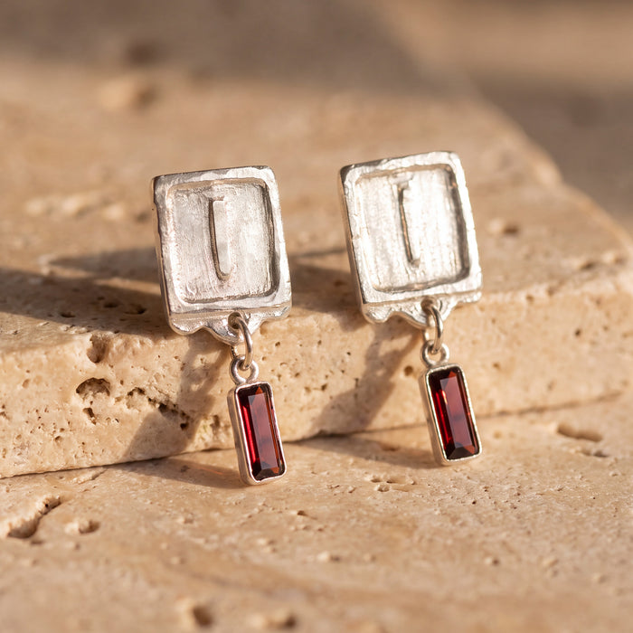 Malen Earrings | Garnet + Silver