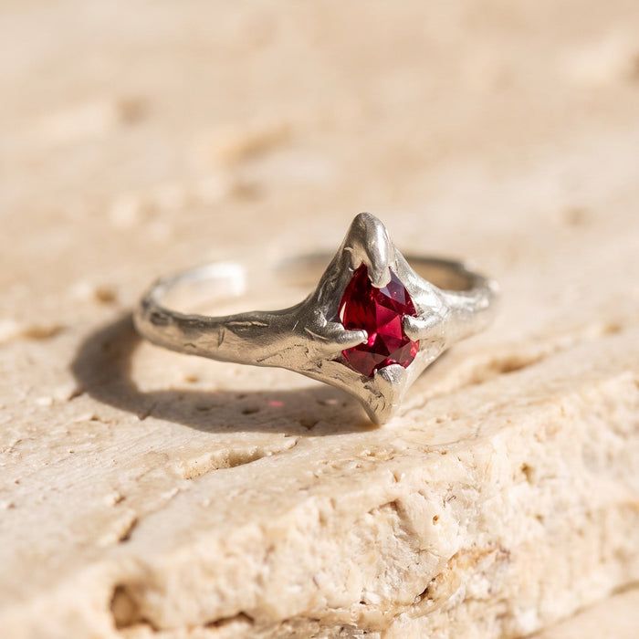 Ignis Adjustable Ring | Ruby + Silver