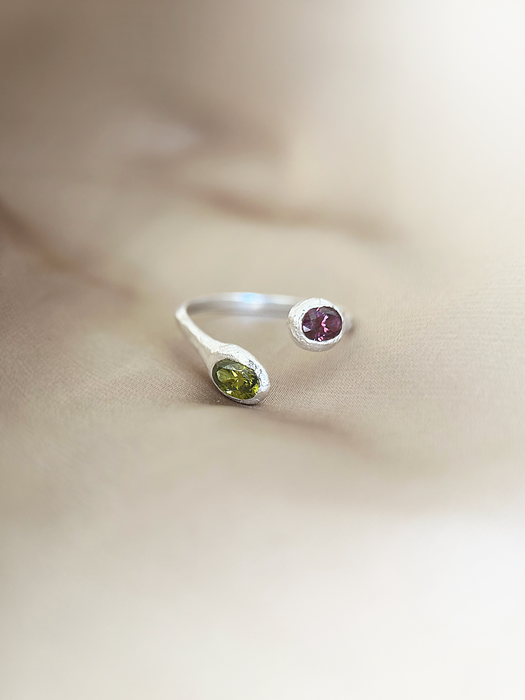 Duelle Adjustable Ring | Silver + Two Stones