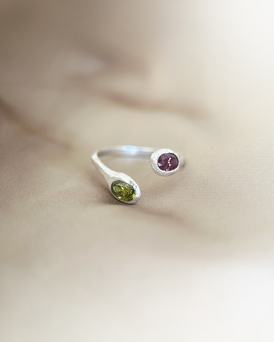 Duelle Adjustable Ring | Silver + Two Stones