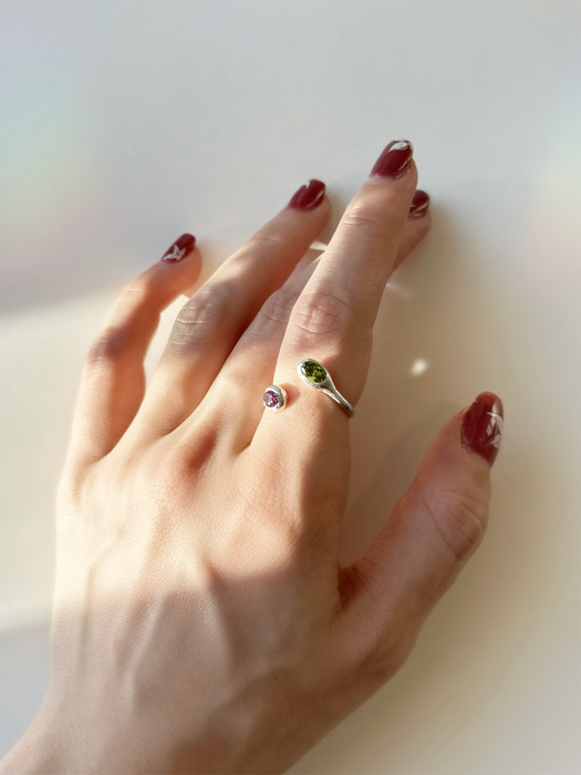 Duelle Adjustable Ring | Silver + Two Stones