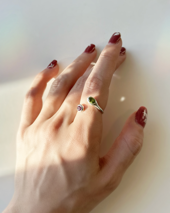 Duelle Adjustable Ring | Silver + Two Stones