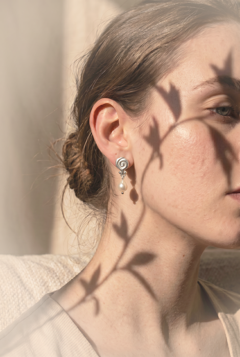 Granea Earrings | Silver + Natural Pearl