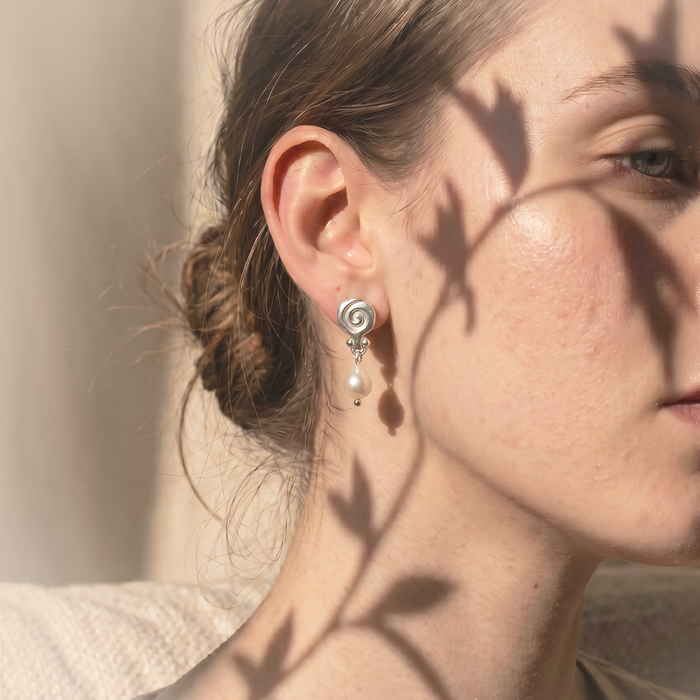 Granea Earrings | Silver + Natural Pearls