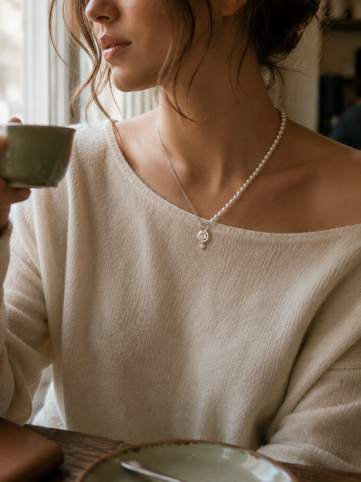 Granea Necklace | Silver + Pearl Strand