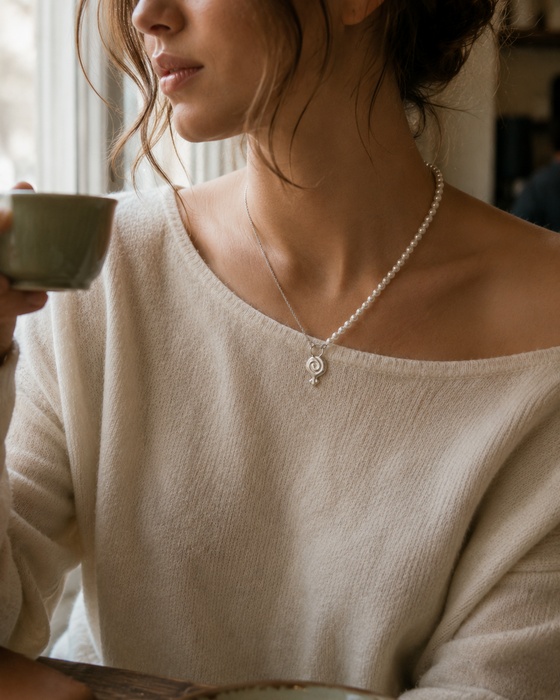 Granea Necklace | Silver + Pearl Strand