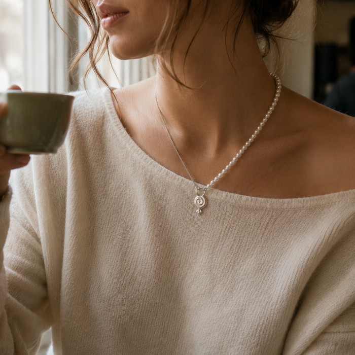 Granea Necklace | Silver + Pearl Strand