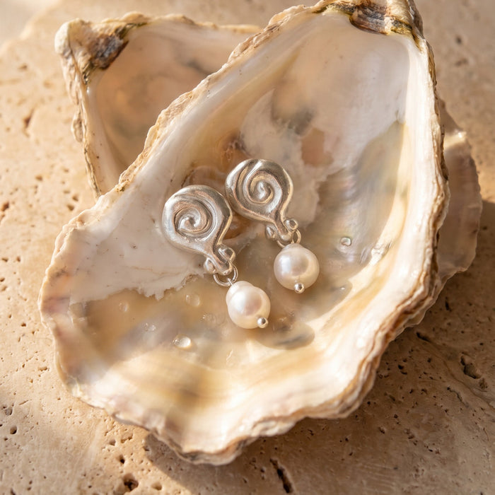 Granea Earrings | Silver + Natural Pearls