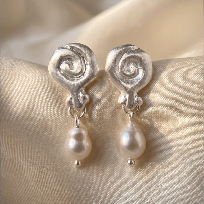 Granea Earrings | Silver + Natural Pearls