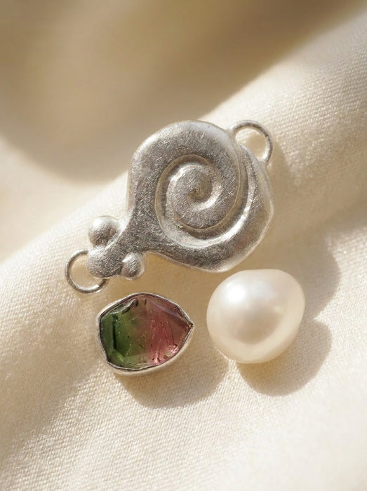 Granea Necklace | Watermelon Tourmaline + Natural Pearl
