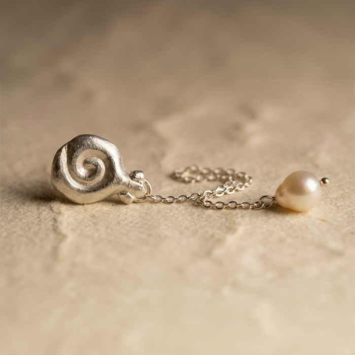 Granea Earrings | Silver + Hanging Natural Pearls