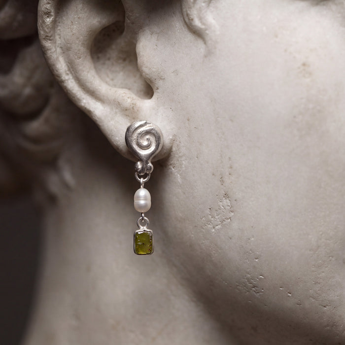 Granea Earrings | Tourmaline, Pearl + Silver