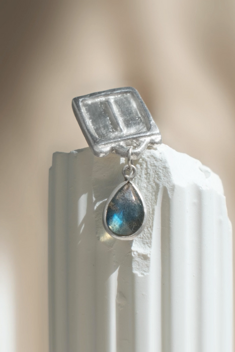 Malen Earrings | Silver + Labradorite
