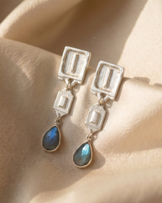 Malen Nocturne Earrings | Silver + Labradorite
