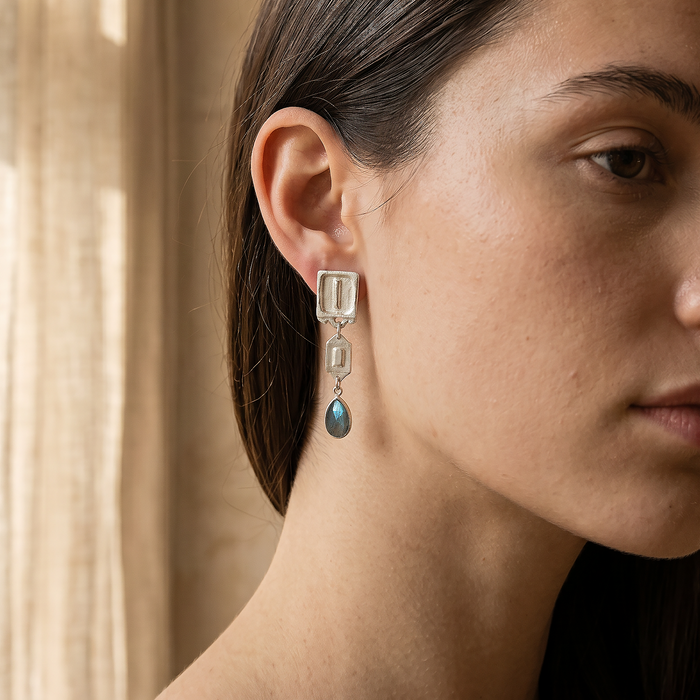 Malen Nocturne Earrings | Silver + Labradorite