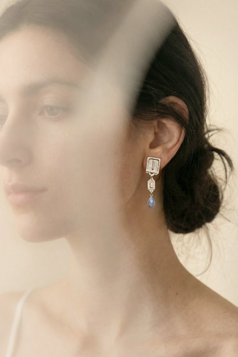 Malen Nocturne Earrings | Silver + Labradorite