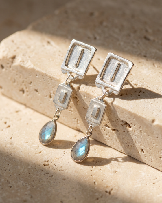Malen Nocturne Earrings | Silver + Labradorite