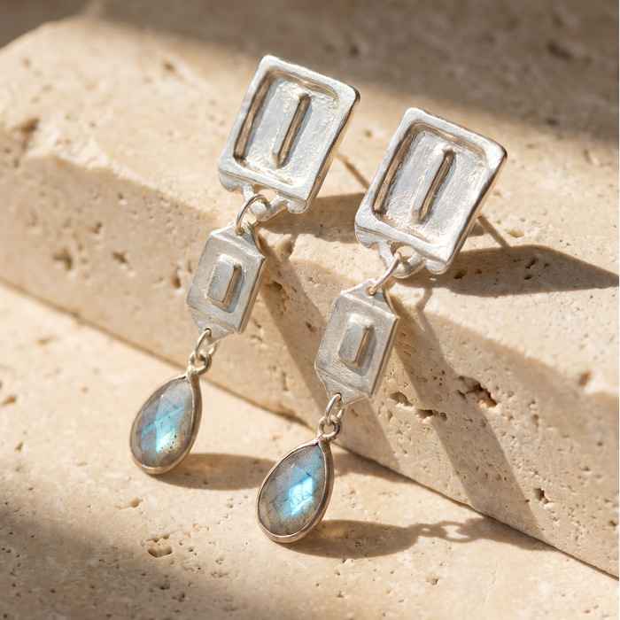 Malen Nocturne Earrings | Silver + Labradorite