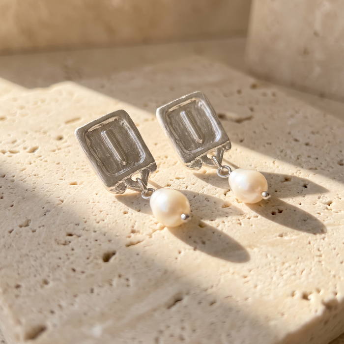 Malen Earrings | Silver + Natural Pearls