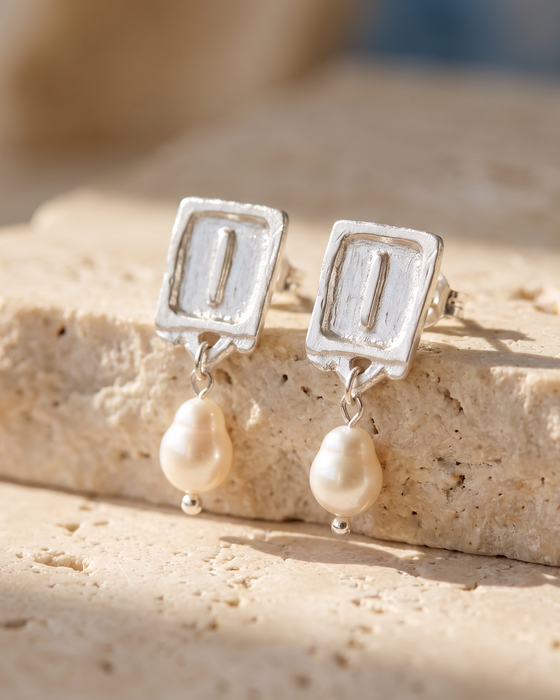 Malen Earrings | Silver + Natural Pearls