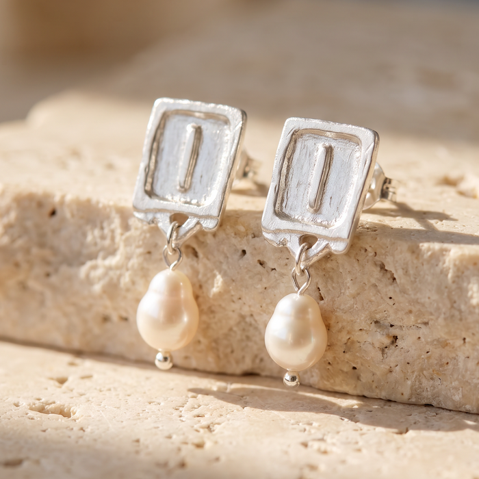 Malen Earrings | Silver + Natural Pearls