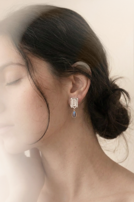 Malen Earrings | Silver + Labradorite
