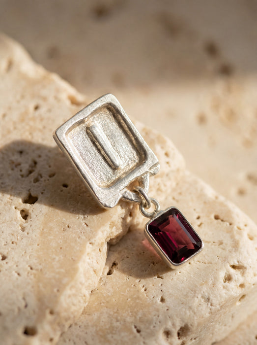 Malen Merlot Earrings | Silver + Rhodolite