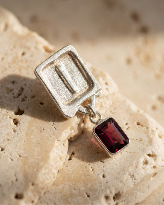 Malen Merlot Earrings | Silver + Rhodolite