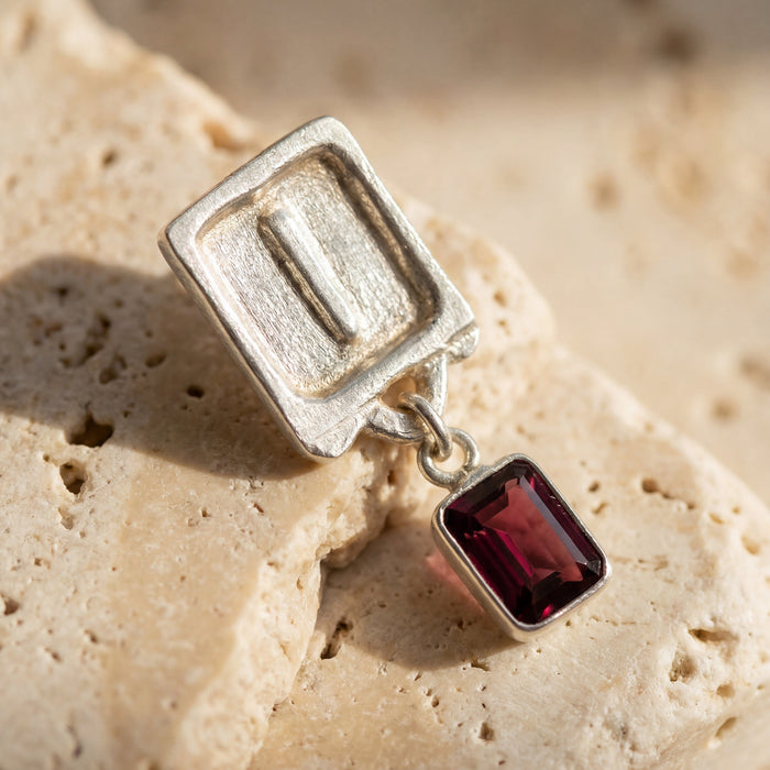 Malen Merlot Earrings | Silver + Rhodolite