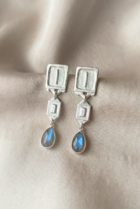 Malen Nocturne Earrings | Silver + Labradorite
