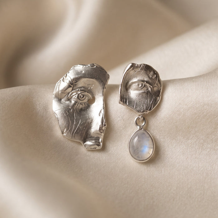 Oneira Earrings | Silver + Moonstone